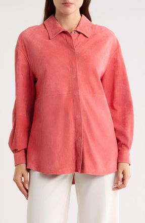 Longchamp Leather Shirt in Coral at Nordstrom Rack, Size Small