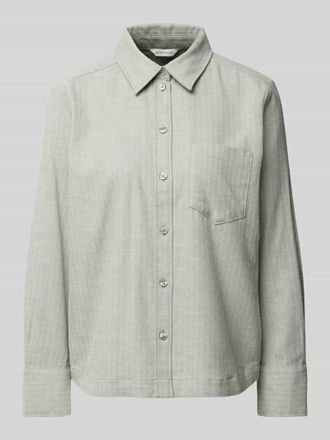 Tom Tailor Regular Fit Hemdbluse aus reiner Baumwolle mit Fischgrätenmuster in Hellgruen, Größe 44