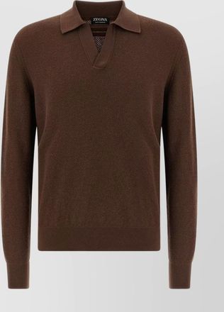 Ermenegildo Zegna cashmere polo sweater textured knit