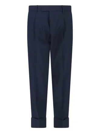 Cruna Blue Tailored Straight-Leg Virgin Wool Trousers