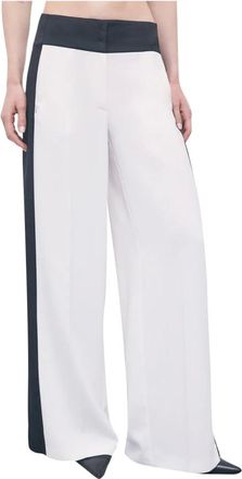 Patrizia Pepe Pantaloni Palazzo con inserti in raso - - Trousers - Donna - Bianco - L