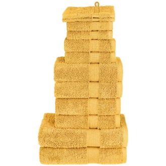 vidaXL Juego De Toallas Premium Solund 12 Unidades Dorado 600 Gsm Vidaxl