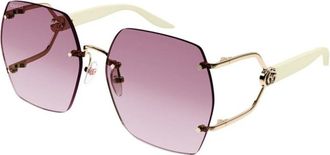 Gucci Geometric Frame Sunglasses - female - Gucci - Sunglasses - Yellow - 62 MM - Accessories