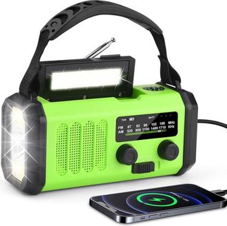 OEM Radio Solar Port&aacute;til De 10000 Mah - Radio Am/fm Con Manivela - Con Banco De Energ&iacute;a Recargable De 10000 Mah - 3 Modos - Linterna Led - Luz De Lectura 
