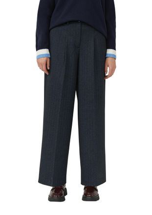 s.Oliver Bundfaltenhose S.OLIVER, Damen, Gr. 34, N-Gr, navy, Web, Obermaterial: 70% Polyester, 26% Viskose, 4% Elasthan, meliert, normal lang, Hosen Bundfalten