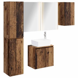 vidaXL Set Di Armadi Da Bagno 5 Pz Legno Antico Legno Ingegnerizzato Vidaxl