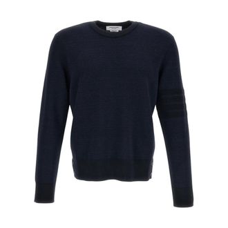 Thom Browne Ottoman Milano Stitch 4-Bar Bomber Pullover - - Knitwear - Uomo - Blu - M