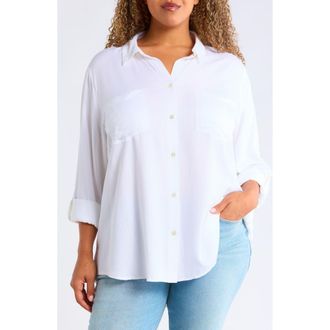 Beach Lunch Lounge Arlie Button-Up Shirt in White at Nordstrom, Size 1X