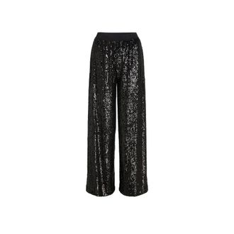 Karl Lagerfeld Jersey Fluid Sequin Trousers - female - Karl Lagerfeld - Wide Trousers - Black - L - Trousers