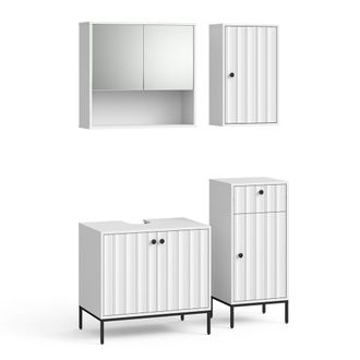 Vicco Conjunto De Muebles De Ba&ntilde;o Eliza, Ondulaci&oacute;n Blanca, 4 Partes, Vicco