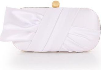 Badgley Mischka Margo Satin Tie Minaudiere in White at Nordstrom, Size Small