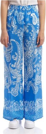 Seventy Joggingbroek met Bandana Print - Dames - Wijde Broeken - Blauw - M - Broeken