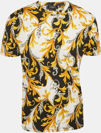 Versace Black/yellow Barocco Print Jersey Taylor Fit T-Shirt