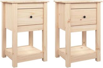 vidaXL Mesitas De Noche 2 Uds Madera Maciza De Pino 40x35x61,5 Cm Vidaxl