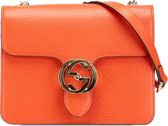 Gucci Pre-owned Womens Gg Logo Leather Crossbody Bag - Coral - One Size