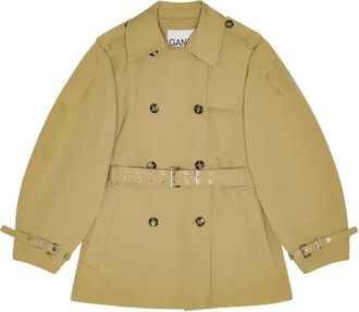Ganni Balloon-Sleeve Trench Coat - Womens - Fabric