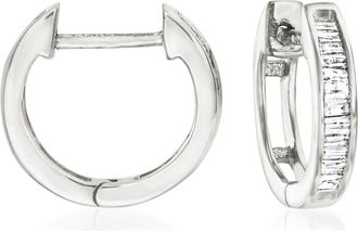 Ross-Simons Diamond Huggie Hoop Earrings in Sterling Silver