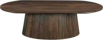 Moloo Mesa de centro ovalada de madera maciza marr&oacute;n