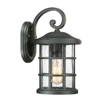 Loops Outdoor IP44 1 Bulb Wall Light Lantern Earth Black LED E27 60W d02192