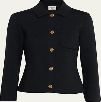 Saint Laurent Wool Button-Front Polo Cardigan