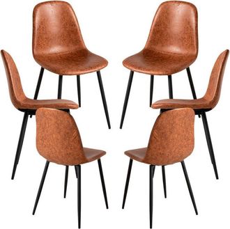 Regalos Miguel Regalos Miguel - Packs Sillas Comedor - Pack 6 Sillas Black Teok Polipiel - Camel Vintage Teok