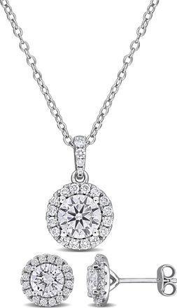 Mimi & Max Created Forever 2 7/8ct TGW Oval or Round-Cut Lab-Grown Diamond Jewelry Set Sterling Silver
