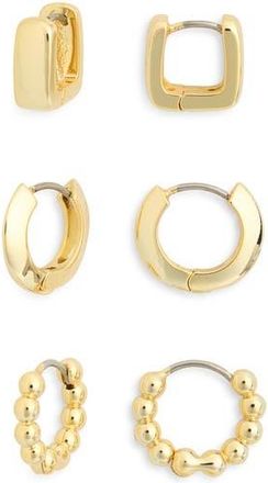 Nordstrom Rack Set of 3 Demi Fine Hoop Earrings in Gold at Nordstrom Rack