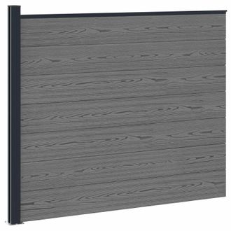 vidaXL Panel De Valla Wpc Y Aluminio Gris Vidaxl