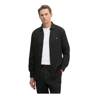 Emporio Armani Overhemden, Heren, Zwart, M, Klassiek overhemd met kraag