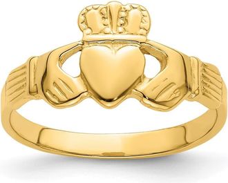 Diamond2Deal 14k Yellow Gold Polished Claddagh Ring