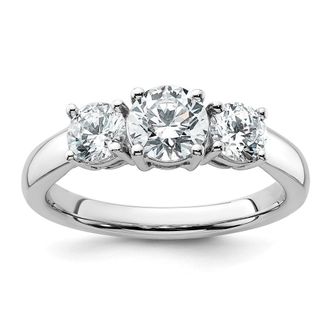 Diamond2Deal 14k Gold Lab Grown Diamond 3-Stone Wedding Band Ring 1.5Ct Clarity- VS Color- D-E