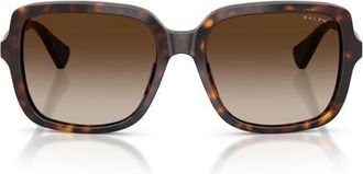 Ralph Lauren 56mm Gradient Square Sunglasses in Shiny Dark Havana /Brown at Nordstrom