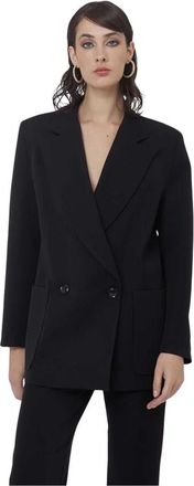 Silvian Heach Oversized Double-Breasted Blazer - Dames - Blazers - Zwart - M - Polyester - Jassen
