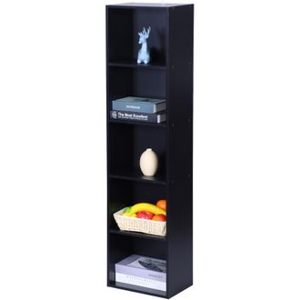 Relaxdays Relaxdays bookcase, HxWxD: 132 x 32 x 24 cm, 5 compartments, cube bookcase, open shelf for living room, black