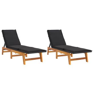 vidaXL Tumbonas Con Cojines 2 Uds Rat&aacute;n Sint&eacute;tico Madera Maciza Acacia Vidaxl