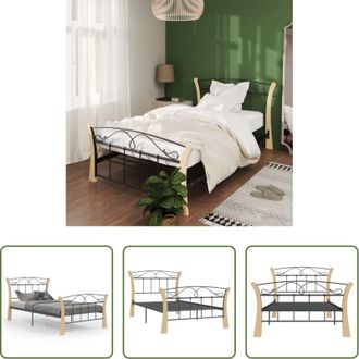 vidaXL Letto singolo - Giroletto Nero in Metallo 100x200 cm
