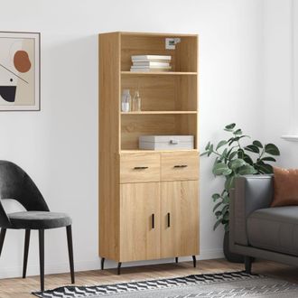 Berkfield Home Highboard Sonoma Oak 69.5x34x180 cm Engineered Wood in Brown