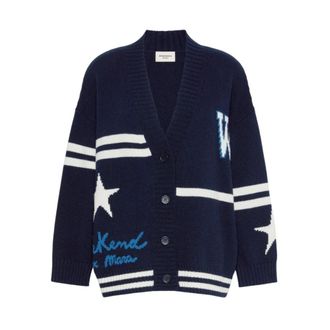 Max Mara Jacquard Cardigan - Dames - Truien - Blauw - Maat: XS Wol