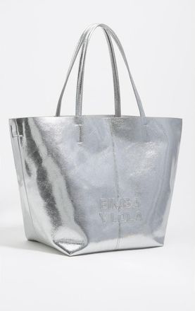 Bimba & Lola Large Leather Shopper Bag in Silver at Nordstrom