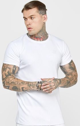 Siksilk Camiseta de punto acanalado blanca para hombre SikSilk XS