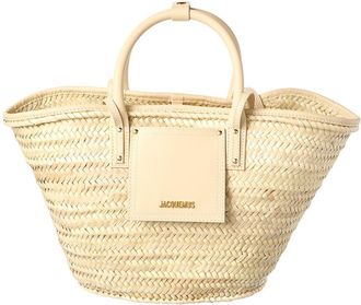 Jacquemus Soli Raffia & Leather Trim Tote