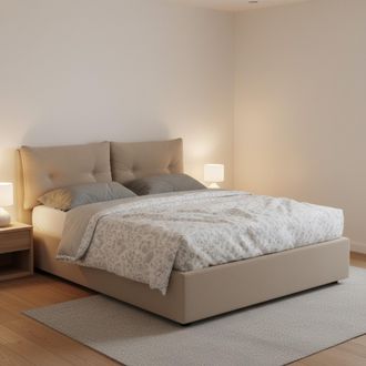 Dmora Dmora - Cama De Plaza Y Media Dcolomb, Cama Contenedor Con Tapizado En Ecopiel, 100% Made In Italy, Apertura Frontal, Con Colch&oacute;n Cm 120x190 Incluido,