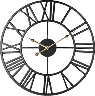 OEM Reloj De Pared Silencioso, Reloj Esqueleto De Metal Vintage De 50 Cm, Reloj De Casa (negro-dorado)