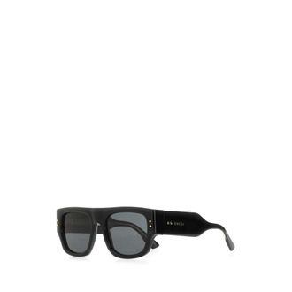 Gucci Accessoires, Heren, Zwart, ONE Size, Rechthoekige acetaat zonnebril met geometrische details