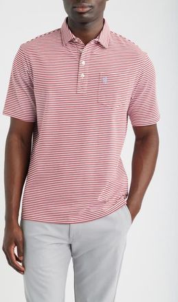 Johnnie-O Jacks Stripe Hangin Out Pocket Polo in Bronco at Nordstrom, Size Xx-Large