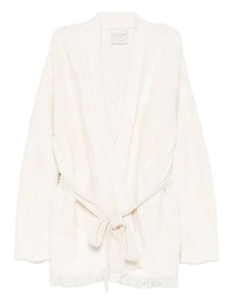 Forte_Forte Cardigan con frange - Bianco