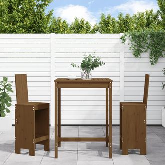 vidaXL Mesa Y Taburetes Altos De Jard&iacute;n 3 Pzas Madera Pino Marr&oacute;n Miel Vidaxl