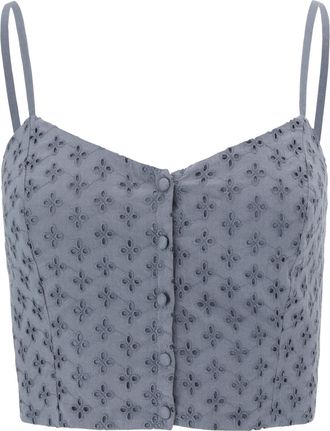 Florence By Mills Womens Over The Moon Button-Down Eyelet Cami Tank, Grisaille, XXS