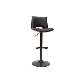 Miliboo Taburete De Cocina De Dise&ntilde;o Ajustable Negro Con Tonos De Madera Oscura Panach