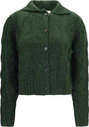 Allude Maglione in Cashmere e Seta con Bottoni - - Knitwear - Donna - Verde - M